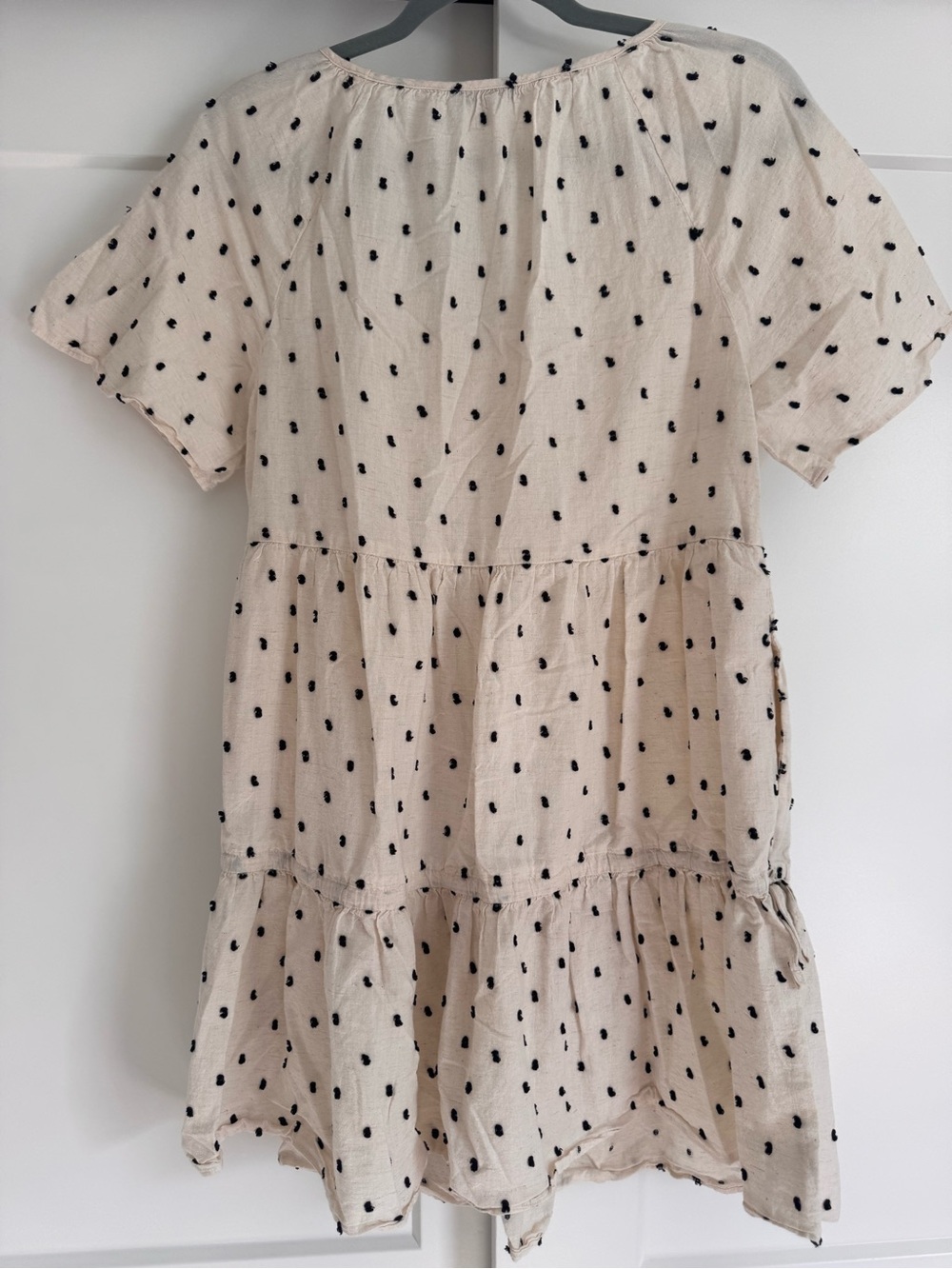 Madewell Cream Mini Dress with Black Polka Dots